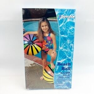 Vintage Sevylor 20 Inch Multi Color Beach Ball Striped Pool Summer New *Read